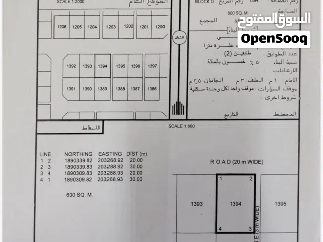 للبيع أرض سكنية مخطط صحنوت الشمالية