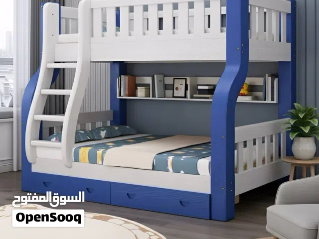 سرير طابقين خشبي ( مصنوع من الخشب الطبيعي الصلب )