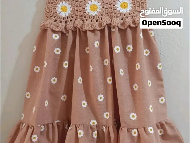 فستان بناتي مدمج كروشيه وتطريز برازيلي