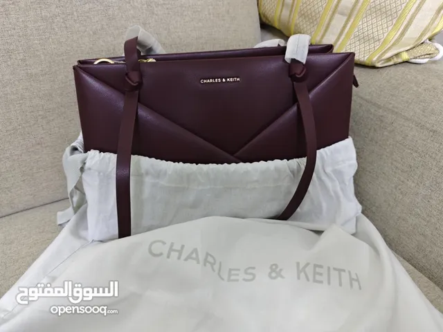 Charles & Kieth Midori Geometric Tote Bag - Wineberry Red