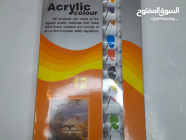 Acrylic Paint Set – 12 Vibrant Colors (Brand New) طقم ألوان أكريليك – 12 لون مميز (جديد تماماً)