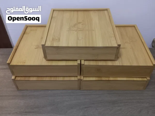 صندوق خشبي فاخر من خشب الخيزران الطبيعي متعدد الاستخدامات بحجم 20*20 العدد 5