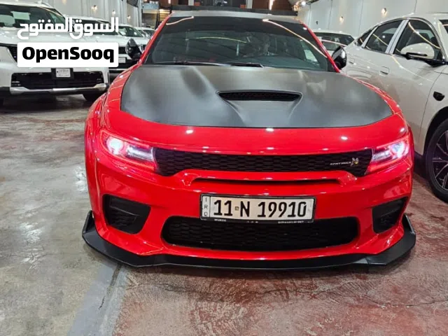 دوج چارجر وايدبودي لون أحمر ناري مع هود مات أسود Charger Scat Pack Widebody