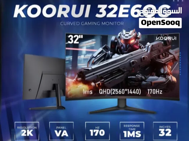 للبيع شاشة كوروكي جديده / 32in /KOORUI 32E6QC (مائله للجيمينج)