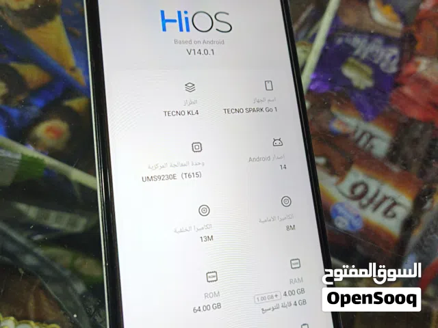 للبيع موبايل مستعمل بحالة ممتازة تكنو سبارك tecno spark Go on