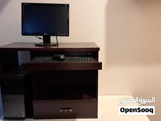 بي سي DELL اصدار وندز 10 والشاشة LG وماوس وكيبورد وطاولة مع درج للبيع للتواصل