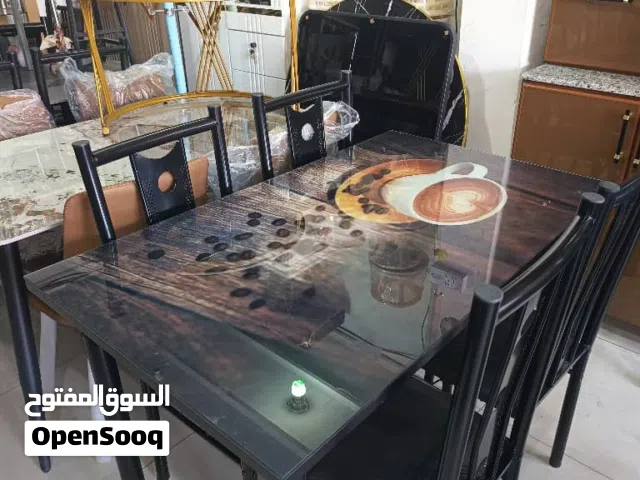 طاوله طعام تركي درجه اولئ جميع المقاست موجود خامه وكاله رخام وزجاج