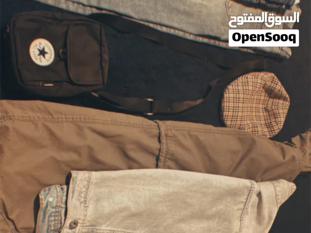 3 بنطيل وجاكيت زيتي وشنطة وطاقية وجاكيت جينز قميص رمادي شتوي+ 2 قميص بول اند بير وبرشيكا ....