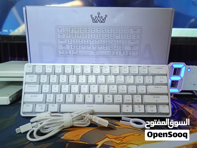 كيبورد DK61SE ميكانيكي RGB حجم 60% وايرسلكي لون السويچ احمر شاهد التفاصيل بالصور جديد غير مستخدم