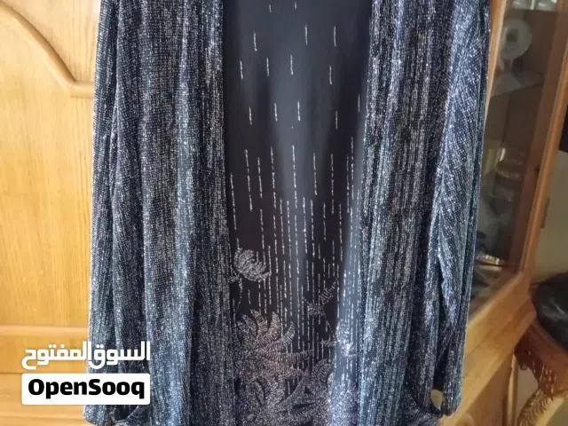 جاكت سهرة مع بادي اسود مطرز بخيوط فضي من دبي مقاس L / xL