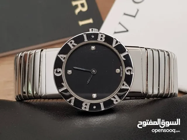 bulgari watch steel with diamonds