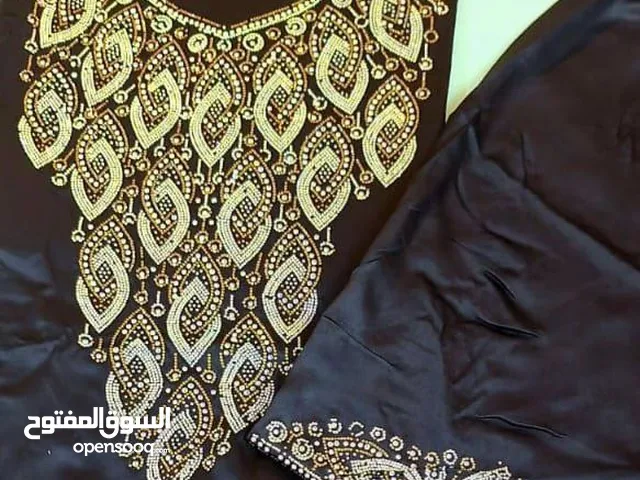 دشداشه لون أسود قماش حرير اندنوسي تفصال غير مخيط