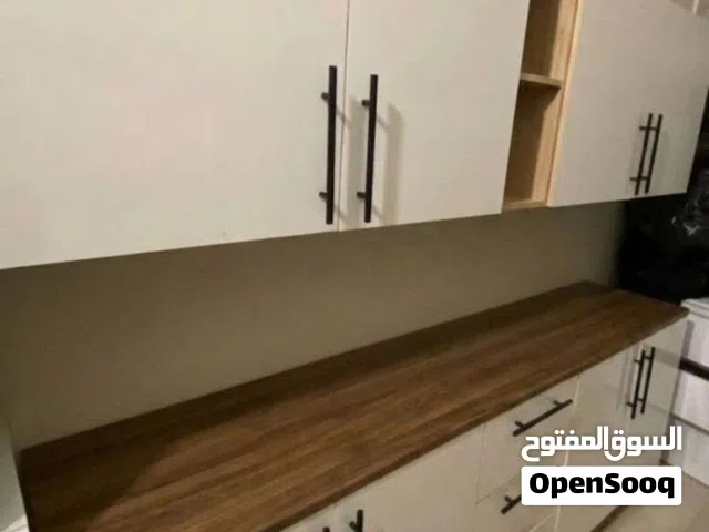 كاونتر خشب MDF ارضي وملحق قياس مترين وسنك متر و20 مرمر