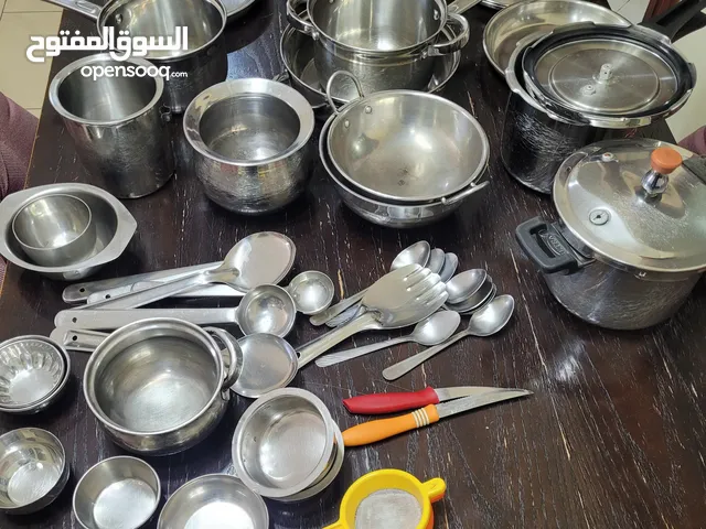 55 Items Kitchenware Complete Set Stainless Steel - Good Condition - Used - Idle for 4 Member Family