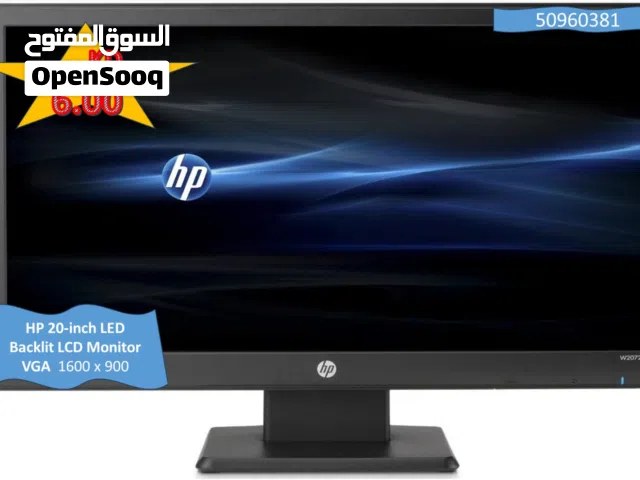 HP 20-inch LED Backlit LCD Monitor VGA 1600 x 900 , شاشة HP LCD بإضاءة خلفية LED مقاس 20 بوصة بدقة