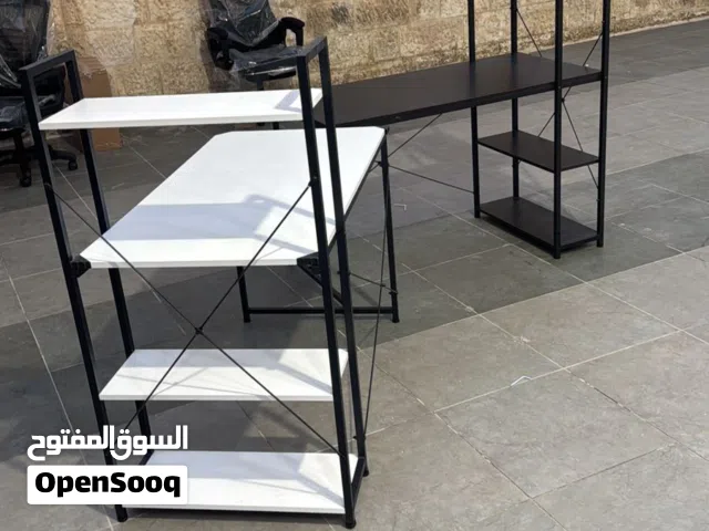 مكتب بأرفف / مكتب مستورد مع ارفف جانبية/ مكتب خشب ارجل حديد