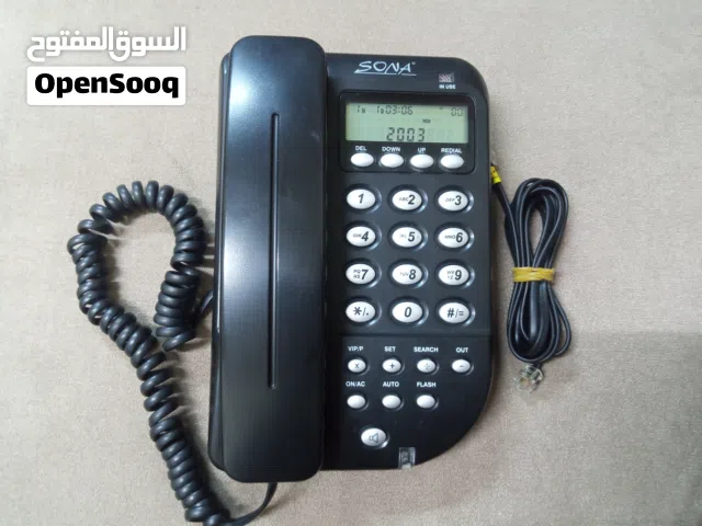 هاتف مكتبي SONA سلكي - لا تفوت أي مكالمة مهمة! يعمل على الفايبر شاشة لعرض رقم المتصل الساعة