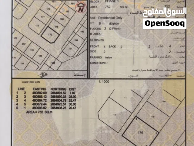 ارض سكنية كورنر مساحتها 750 متر  امام صناعية صحم ذات موقع متميز