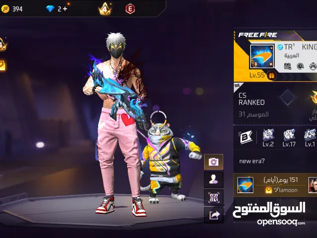 حساب فري فاير لفل 55