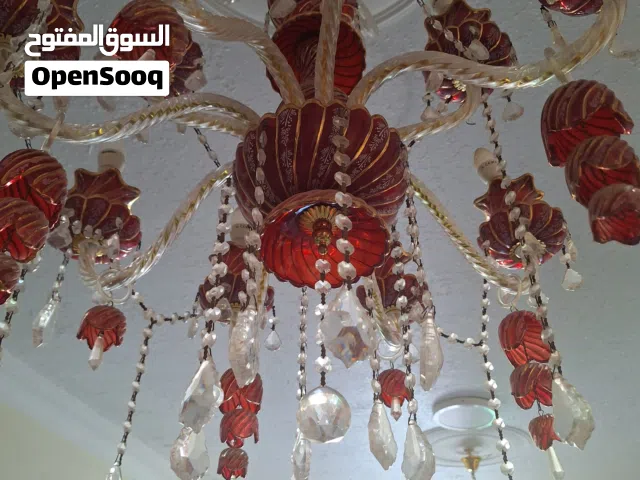ثريا (نجفة) كريستال بوهيمي فاخرة - زجاج أحمر مشغول يدوياً بحالة ممتازة  قطعة فنية تضفي فخامة فورية