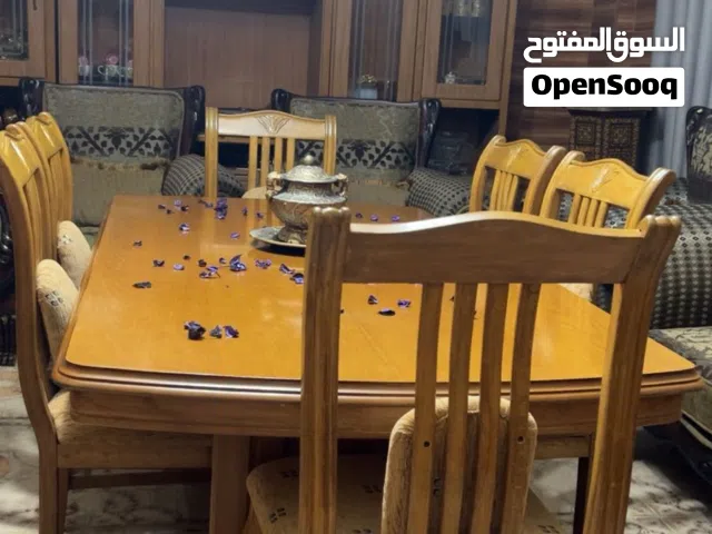 طاولة سفره ست كراسي تفصيل خشب زان وبلوط
