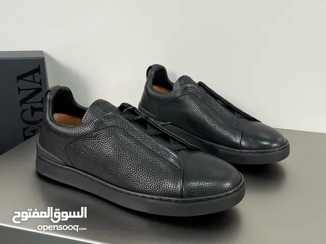 Zegna black leather