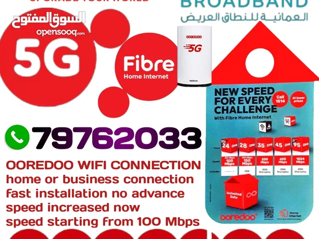 OOREDOO fiber or five G device wifi connection
