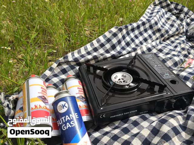 بكج رحلات كرسي & غاز & فرد لهب & 5 اسطوانات موقد غاز محمول للتخييم والرحلات – مقاوم للرياح مع تحكم