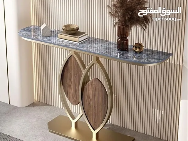 AWD Catchy Console Table, Gold Metal Frame with Marble Top, 100W * 80H * 30D cm