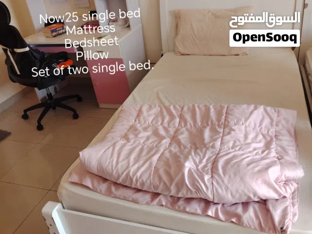 2 single bed with mattress and pillow (25 RO per bed, for 2 beds, 45 RO) RO 5 for Side table