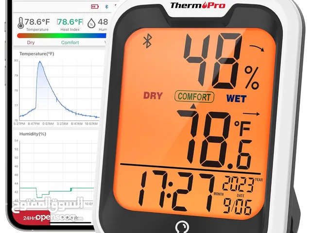مقياس حرارة بلوتوث ThermoPro TP358 لقياس درجة حرارة الغرف