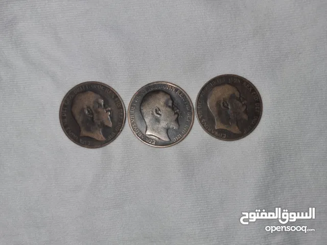بريطانيا المملكة المتحدة UK عملات قديمه عمرها 120 سنه 1902 و 1904 و 1908 بحاله ممتازه نوادر بالكويت.