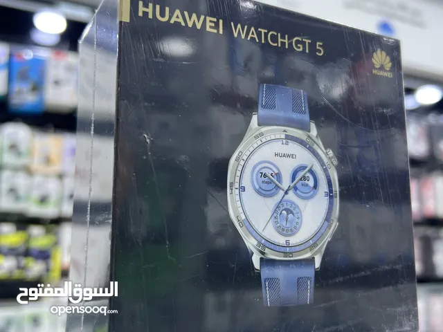 Huawei GT5 (blue 46mm) ساعة هواوي جيتي 5 باللون الازرق المميز جدا (شصي سلفر / كستك ازرق ) جديدة