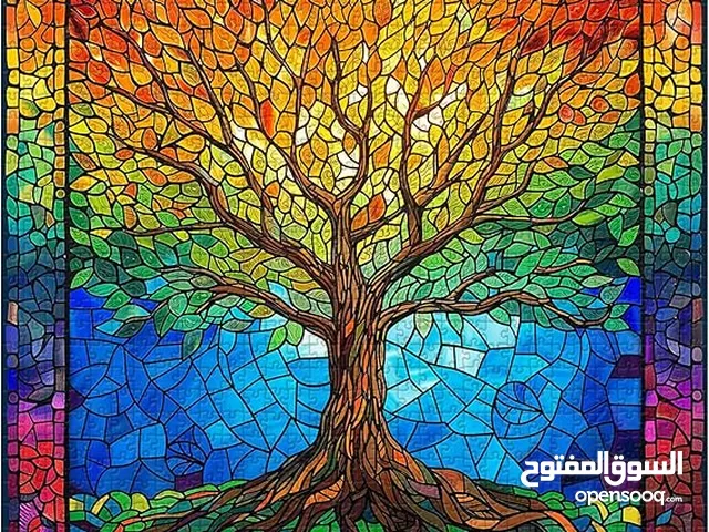 Stained Glass Puzzle, Colorful Mosaic Tree of Life Jigsaw Puzzle 1000 Pieces Puzzle Artwork Jigsaw