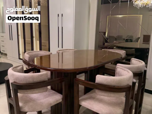 *طاولة سفرة مودرن فخمه من اجمل الالوان البني المميز مع 6 كراسي فل كواليتي فاخر قطعه مميزه