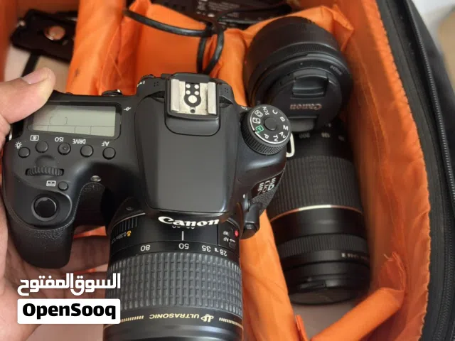 Canon eos70d with 50mm 1.8, 75-300 mm and 28-80 mm
