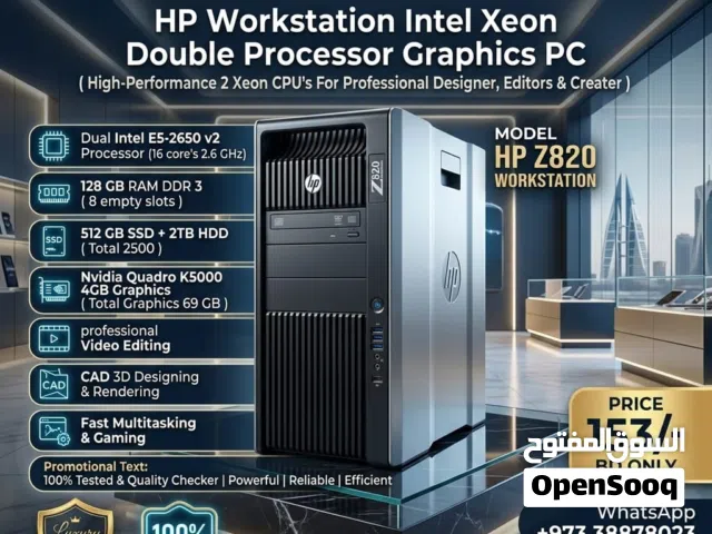 HP Workstation Intel Xeon Double Processor 128GB RAM & 512GB SSD+2TB HDD 4GB Graphics Card