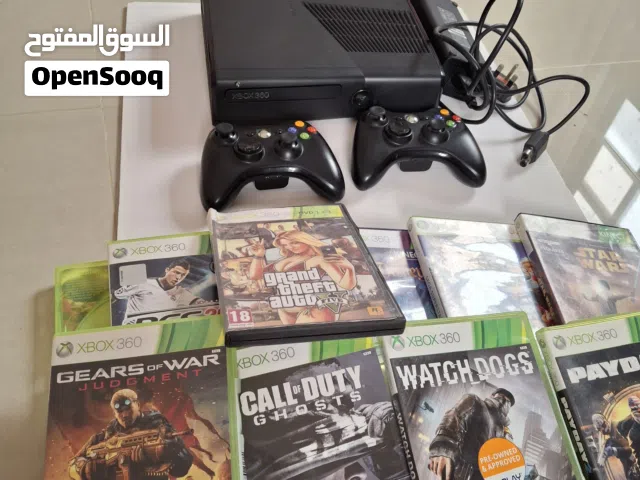 إكس بوكس 360 سلّم (Xbox 360 S) نظيف جداً مع يدين و9 ألعاب أصلية بسعر لقطه وفيه جراند
