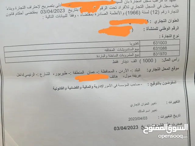 قهوة وكفتيريا بيع مشروبات ساخنه وبارده