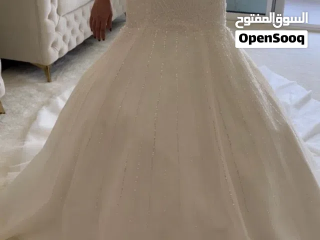 فستان زفاف ملكي (Mermaid) مطرز بالكامل – مقاس Large – حالة كالجديد