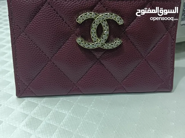 Chanel card holder, burgundy color