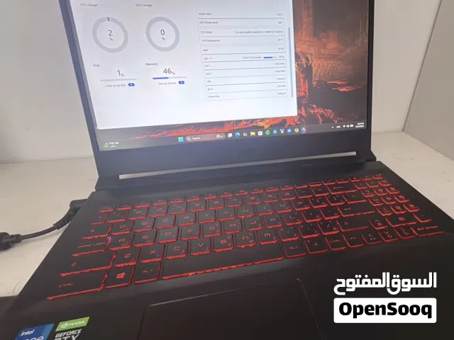 MSI Katana GF66 11UE-412XAE لابتوب كيمنك  وبرمجة وتصميم