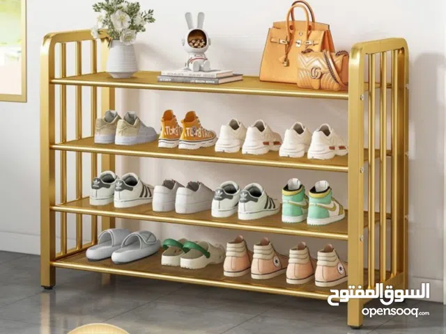 رفوف للاحذية معدنية لتنظيم الأحذية لون ذهبي المقاس  80*28*74سم عرض 80سم
