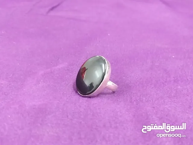 خاتم عقيق يمني حبشي شقة العبد طبيعي black Yamani agate stone ring