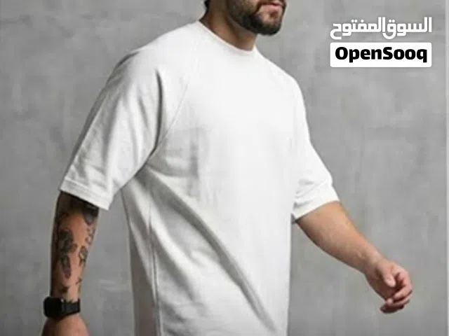 التيشرت البيزك الابيض مقاس لارج