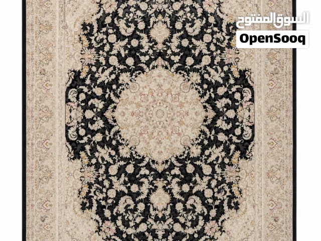 Classic Persian-Style Medallion Area Rug — Beige Black
