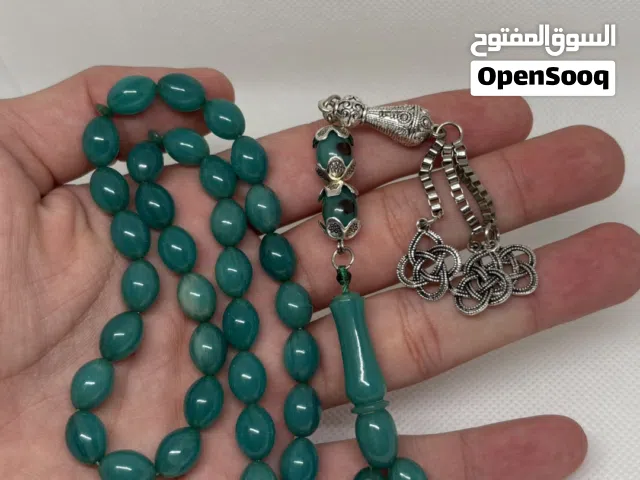 مسباح مسكي معرق فيروزي قديم توشيم وبنج 45 خرزه