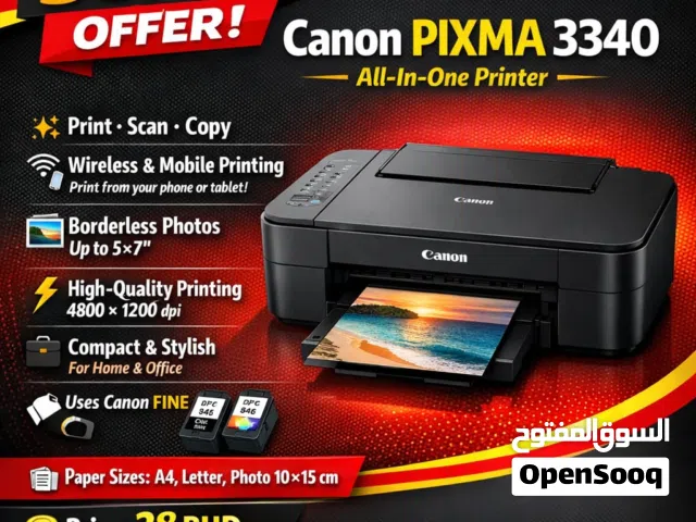 Canon PIXMA TS3340 Printer – Print, Scan & Copy  BHD 28 Only!