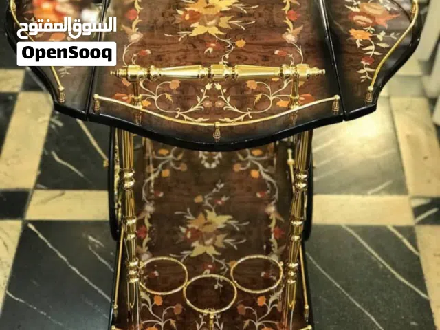 Mehregan bar table brown rosery model metal pipes and fences-wooden tops-with 4 wheels