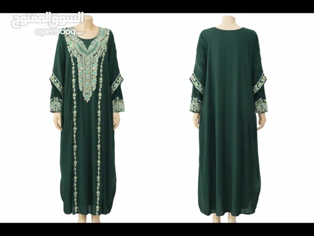 Beautifully Embroidered Green Emirati Thobe